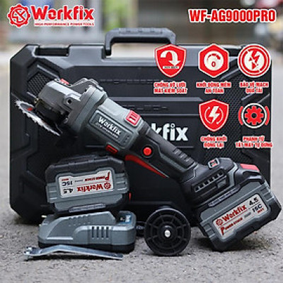 [Chống Lật Cổ Tay] Máy Mài 100mm Dùng Pin Workfix WF-AG9000PRO -Công Tắc Bóp - Brushless Motor - 2 Pin 15 Cell 21V/4.5Ah