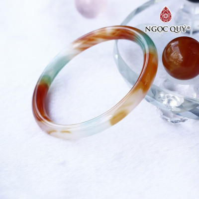 Vòng đá mã não tam tài bản tròn Ni 54 - Ngọc Quý Gemstones