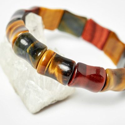 Vòng thạch anh mắt hổ tam tài bản đốt trúc 15x13mm - Ngọc Quý Gemstones