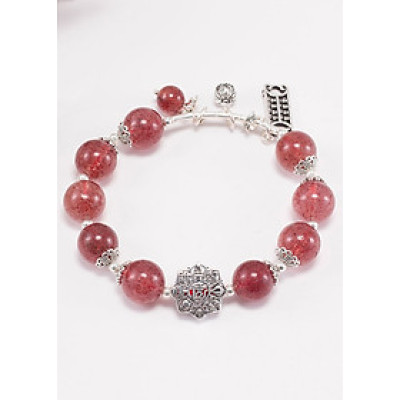 Vòng tay thạch anh dâu phối bát bảo cát tường (11mm) Ngọc Quý Gemstones