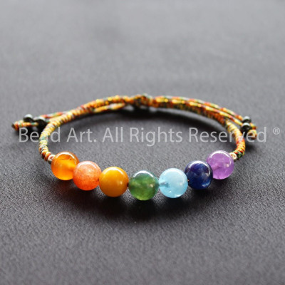 Vòng Tay Thắt Dây Ngũ Sắc 7 Luân Xa - 7 Loại Đá (Phù Hợp Tất Cả Cung Mệnh), Vòng Tay Phong Thuỷ S38 - Bead Art