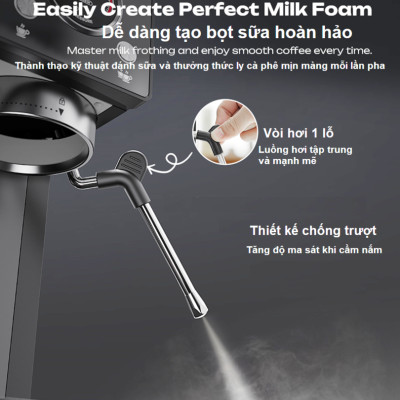 Máy pha và xay cà phê bán tự động 3 trong 1 Espresso, Cappuccino, Latte thương hiệu Mỹ cao cấp HiBREW H20 - Công suất 1500W 20bar - Hàng chính hãng