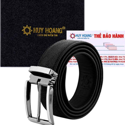 Thắt Lưng Nam Da Cá Đuối Đầu Kim Huy Hoàng HT4503 - Đen