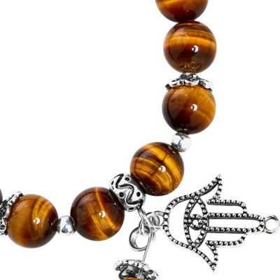 Vòng Thạch Anh Mắt Hổ Phối Charm Bạc Ngọc Quý Gemstones VT10