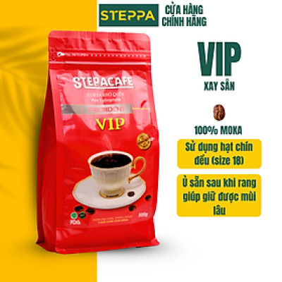 STEPPACAFE-Cà phê rang xay V.I.P 100% Moka (Túi 500g có hộp)