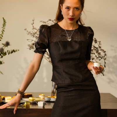 Áo Peplum Tweed Thái Hoà TOP184 thời trang thiết kế Hity