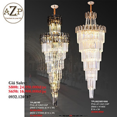 ĐÈN THẢ TRẦN PHA LÊ / ĐÈN THÔNG TẦNG TRANG TRÍ PHÒNG KHÁCH / PHÒNG NGỦ / CẦU THANG / KHÔNG GIAN SANG TRỌNG AZP-88180 / AZP-88230 phong cách đương đại, hàng nhập khẩu AZP