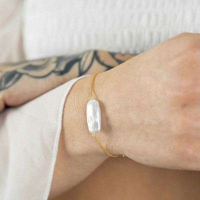 Lắc Ngọc Trai FW Baroque UK Style (Rectangle Pearl) - MOON Jewelry