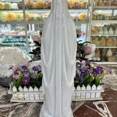 Tượng Chúa chấp tay, Đức Mẹ Maria đá cẩm thạch trắng - Cao 50 cm