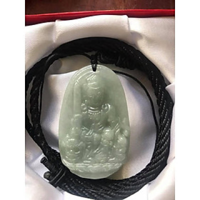 MẶT PHẬT VĂN THÙ ĐÁ CẨM THẠCH TỰ NHIÊN TRẮNG XANH NHẸ NHẸ ĐỘ MỆNH NAM TUỔI MẸO ĐỘ MAY MẮN SIZE CAO 49MM NGANG 31MM DẦY 6MM8 CÓ DÂY