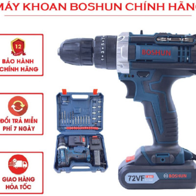 MÁY KHOAN PIN BẮT VÍT BOSHUN 72V CÓ BÚA - 3 CHỨC NĂNG - MOTOR 100% DÂY ĐỒNG - BẢO HÀNH 12 THÁNG