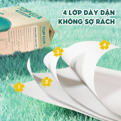 Khăn giấy Top Gia treo tường Sắc Việt, siêu mềm mịn, an toàn cho da, bịch 1280 tờ