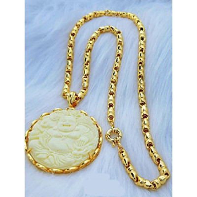 Dây Chuyền Nam Mặt Tròn Hình Phật Mạ Vàng Xu Hướng Mới 2020 + TẶNG LÁ BỒ ĐỀ MAY MẮN TÀI LỘC ĐỂ VÍ ĐIỆN THOẠI