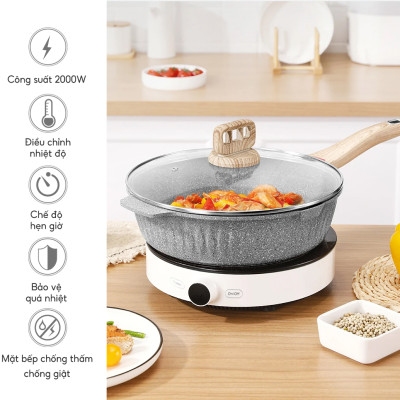 Bếp từ đơn bằng cơ LEBENLANG LBL5507 mặt kính chịu lực, có chức năng hẹn giờ, điều chỉnh nhiệt độ, công suất 2000W - hàng chính hãng