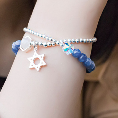 Vòng 2 line đá Kyanite charm ngôi sao bạc mệnh thủy, mộc - Ngọc Quý Gemstones