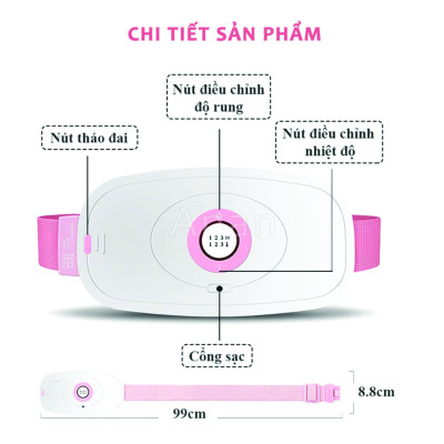 Đai Masage Bụng Kinh Nguyệt, Đai chườm nóng Puha giảm đau bụng kinh chườm bụng kinh kết hợp massage bụng 
