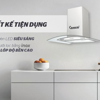 Máy hút mùi kính cong Canaval CA8770S - Hàng nhập khẩu