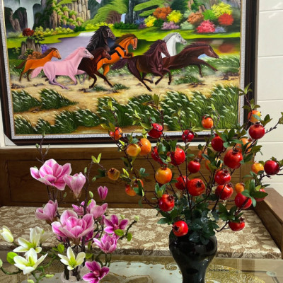 Mộc lan cao su giả - dài 90cm - 1 cành 5 bông - Cây giả, hoa lụa Decor trang trí nhà cửa