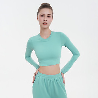 Áo Tập Yoga Gym Hibi Sports CR832 Kiểu Tay Dài Cổ Tròn, Kèm Mút Ngực