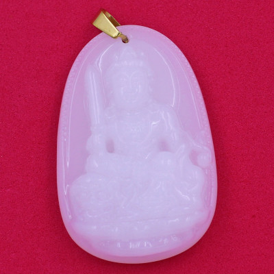 Mặt Phật Văn Thù Bồ Tát trắng 4.3cm kèm hộp nhung