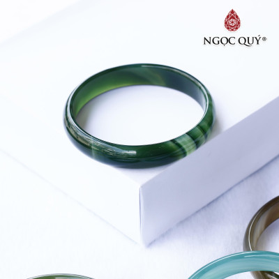 Vòng đá mã não xanh rằn ri bản mỏng Ni56 - Ngọc Quý Gemstones