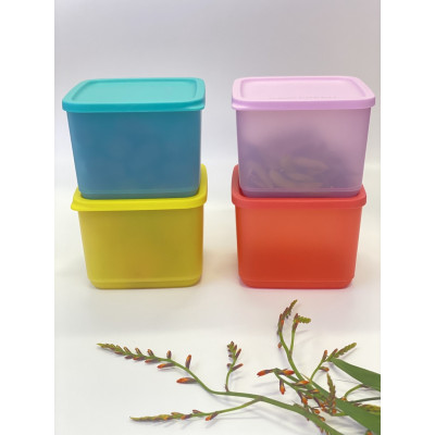 Bộ Hộp Tupperware Bảo Quản Thực Phẩm Ngăn Mát Medium Square Round 1L (04 Hộp)