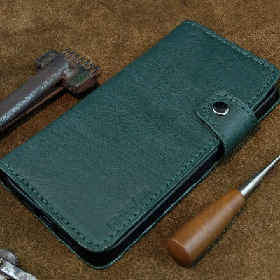 Bao da đựng điện thoại cho 12 pro max 13 pro max handmade dạng ví da đà điểu