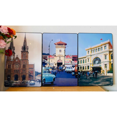  (ẢNH CHỤP THẬT)Tranh treo tường cảnh sài gòn trang trí quán ăn, nhà hàng, khách sạn kèm đinh treo 97