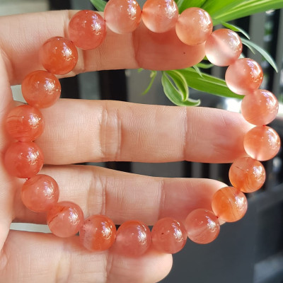 Vòng đeo tay nữ chuỗi mới đá mã não hồng cam bóng mượt đẹp size vòng hạt 10mm nam nữ mệnh hỏa mệnh thổ đeo ạ