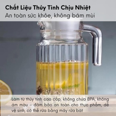 Bình đựng nước, pha trà thủy tinh Luminarc Quadro G2667/23369, dung tích 0.5L, dùng máy rửa bát | Hàng chính hãng