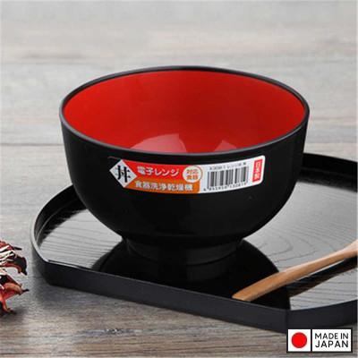 Bát nhựa tròn to màu đen (Ø16x9.6cm) - Hàng nội địa Nhật Bản nhập khẩu chính hãng