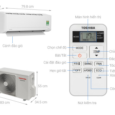 Máy lạnh Toshiba Inverter 2.5 HP RAS-H24S5KCV2G-V  - HÀNG CHÍNH HÃNG - CHỈ GIAO HCM