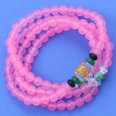 Vòng chuỗi 108 hạt đá thạch anh hống phấn charm lục tự chân ngôn - hạt 8 ly ( size lớn ), vòng chuỗi niệm Phật, vòng chuỗi đeo tay