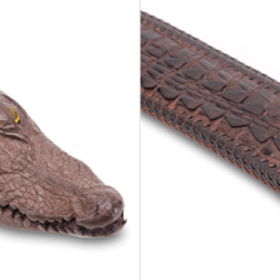 Thắt Lưng Nam Da Cá Sấu Nguyên Con Lớn Đầu Cá Sấu Huy Hoàng HT4232 - Nâu Đất