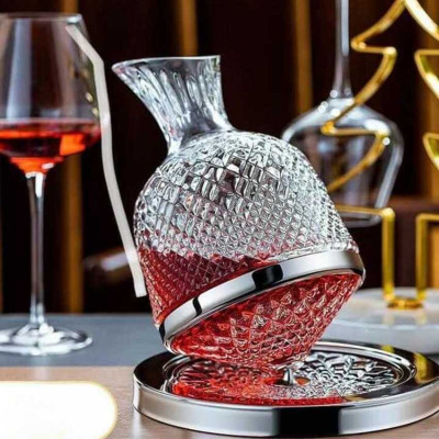 Bình Thở Rượu Vang 1500ml cao cấp đế xoay 360 độ – Bình Đựng Rượu Vang – Wine Decanter trang trí bàn ăn và làm quà tặng