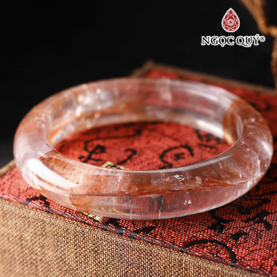 Vòng thạch anh ưu linh đỏ cam liền khối đường kính 54mm mệnh hỏa thổ - Ngọc Quý Gemstones