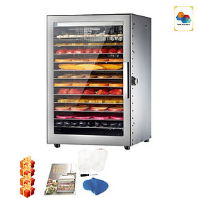 Máy Sấy Thực Phẩm Inox 12 Khay HTG ST06 Sấy Khô Hoa Quả, Thịt Cá, Rau Củ, Có Tia UV, Hàng Chính Hãng