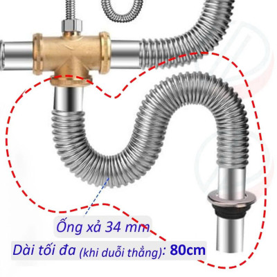 Bộ Xả Chậu Chén Xi Phông Inox 2 Hộc Phụ Kiện Thau Chịu Nhiệt Cao Thoát Nước Nhanh - Lỗ xả bằng nhau phi 110 (lọt lòng 90)