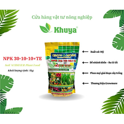 Phân bón Growmore NPK 30-10-10 + TE 1kg Đẻ nhánh khỏe Ra rễ tốt