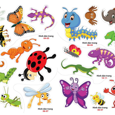 Sticker Dán Hình Thông Minh - Thế Giới Động Vật - Côn Trùng, Bò Sát, Lưỡng Cư