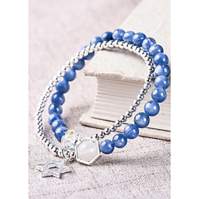 Vòng 2 line đá Kyanite charm ngôi sao bạc mệnh thủy, mộc - Ngọc Quý Gemstones