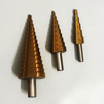 Mũi khoan đa năng, mũi khoan bước thép chuôi tròn phủ titanium