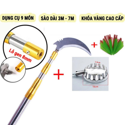 Sào Vợt Inox Hái Trái Cây Cao Cấp – Rút Dài Tới 6M, Kèm 4 Phụ Kiện Tiện Lợi Hàng Xịn Loại 1