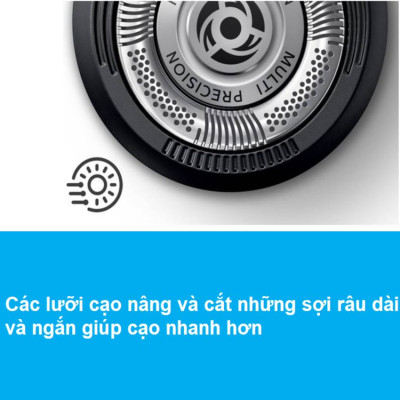 Máy cạo râu khô và ướt cao cấp Philips S5370/04 có đầu tỉa để tỉa tóc mai và ria mép - Hàng nhập khẩu