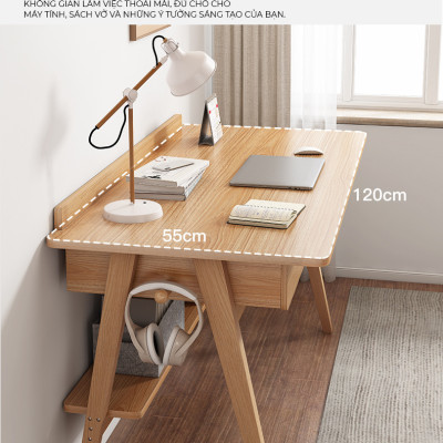 Bàn làm việc, bàn học thiết kế đa năng kèm ngăn kéo và kệ để đồ chất liệu gỗ MDF thương hiệu IGA - GP376