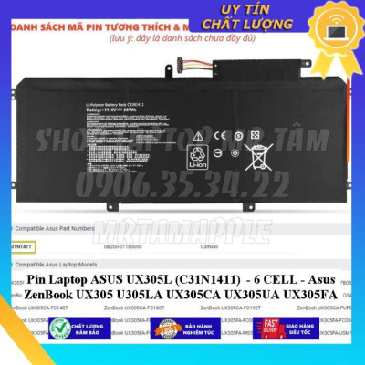 Pin dùng cho Laptop ASUS UX305L (C31N1411) Asus ZenBook UX305 U305LA UX305CA UX305UA UX305FA - Hàng Nhập Khẩu New Seal