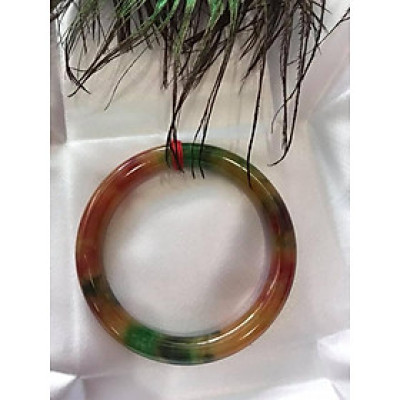 VÒNG TAY ĐÁ MÃ NÃO TỨ QUÝ ĐẸP  SIZE VÒNG 53MM  MÀU ĐỎ VÀNG XANH ĐẬM ĐẸP NỮ 52KG ĐẾN 63kg ĐEO 