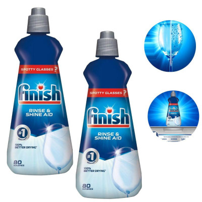 Combo 2 chai nước làm bóng và khô bát, đĩa Finish Dishwasher Rinse & Shine Aid Regular 400ml (2x400ml)