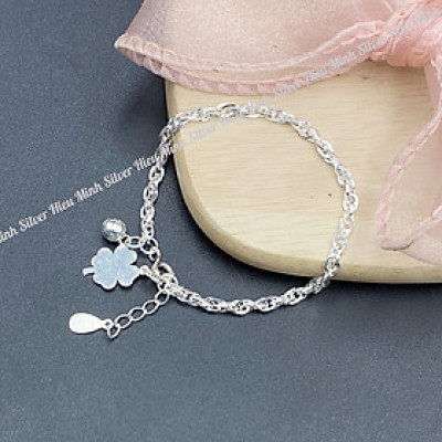 Lắc Tay Cho Bé Bạc Ta Cỏ 4 Lá Chính Hãng Bạc Hiểu Minh LTE564