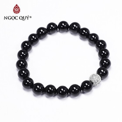 Vòng tay đá obsidian phối charm hợp kim đính đá mệnh thủy, mộc - Ngọc Quý Gemstones